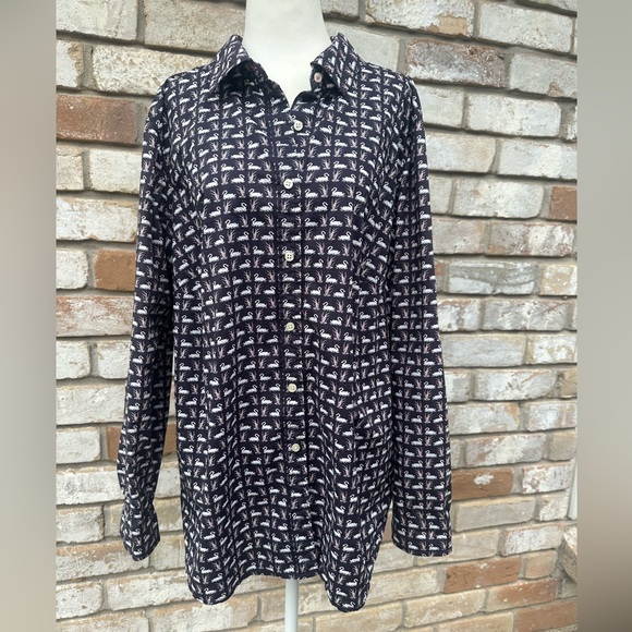 🦢 Talbots Button Down Collared Swan Long Sleeve Shirt sz 16 🦢 - Picture 1 of 8